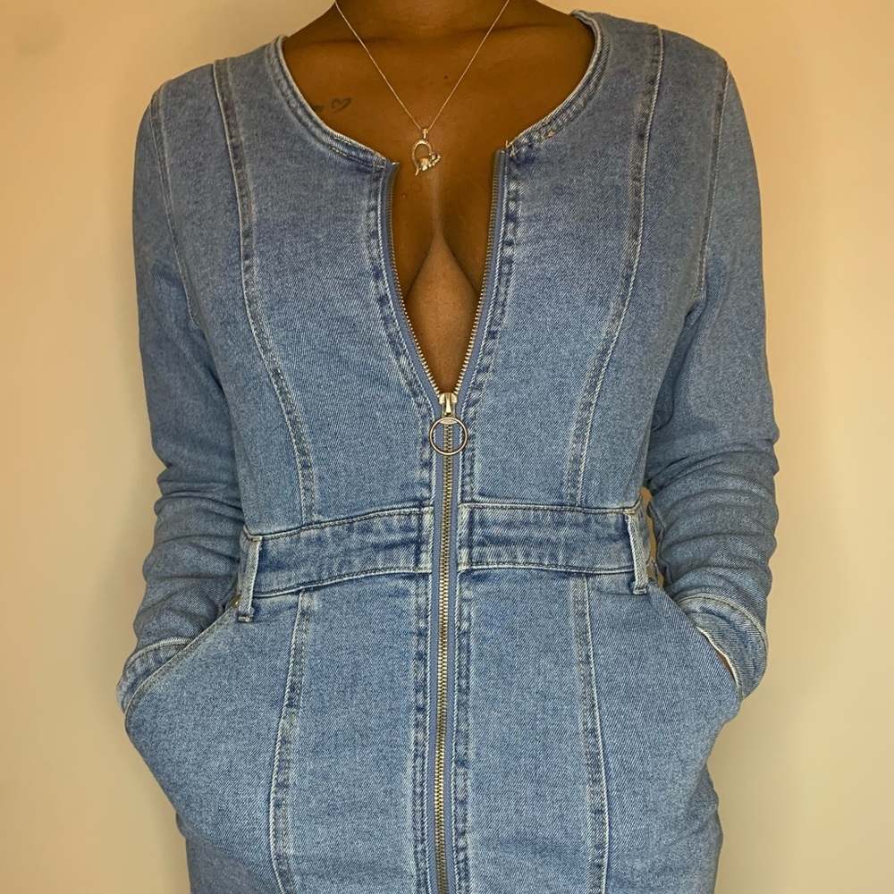 Tinseltown Zip Front Denim Dress